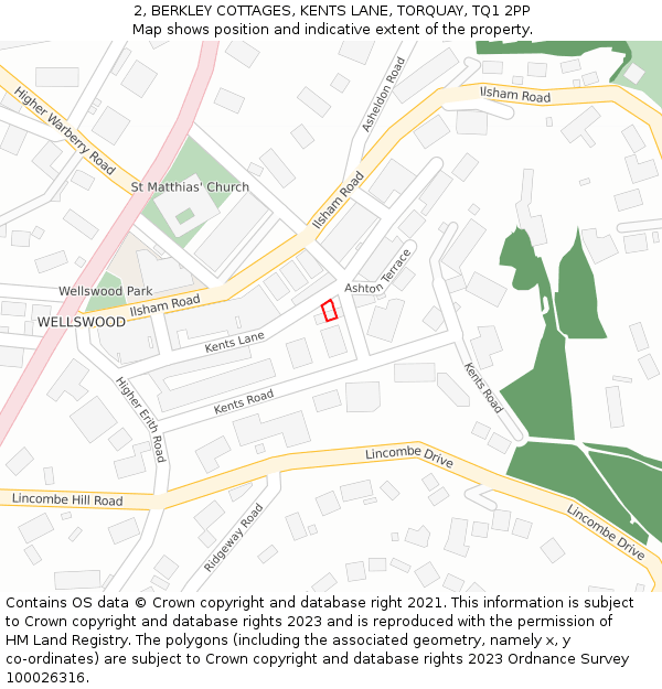 2, BERKLEY COTTAGES, KENTS LANE, TORQUAY, TQ1 2PP: Location map and indicative extent of plot