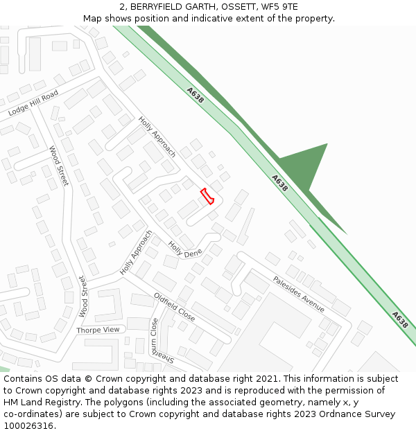 2, BERRYFIELD GARTH, OSSETT, WF5 9TE: Location map and indicative extent of plot