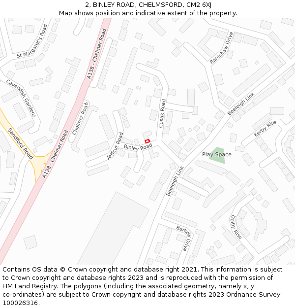 2, BINLEY ROAD, CHELMSFORD, CM2 6XJ: Location map and indicative extent of plot