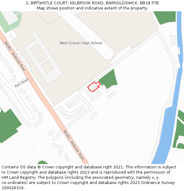 2, BIRTWISTLE COURT, KELBROOK ROAD, BARNOLDSWICK, BB18 5TB: Location map and indicative extent of plot