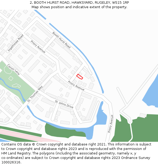 2, BOOTH HURST ROAD, HAWKSYARD, RUGELEY, WS15 1RP: Location map and indicative extent of plot
