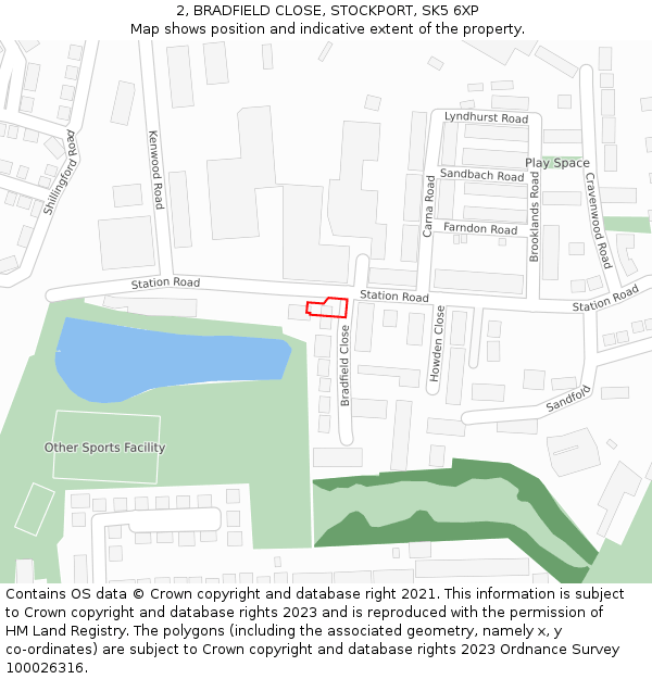 2, BRADFIELD CLOSE, STOCKPORT, SK5 6XP: Location map and indicative extent of plot