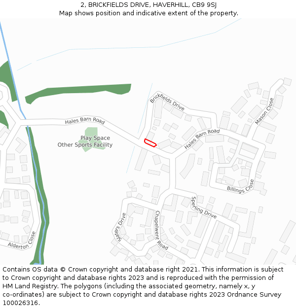 2, BRICKFIELDS DRIVE, HAVERHILL, CB9 9SJ: Location map and indicative extent of plot