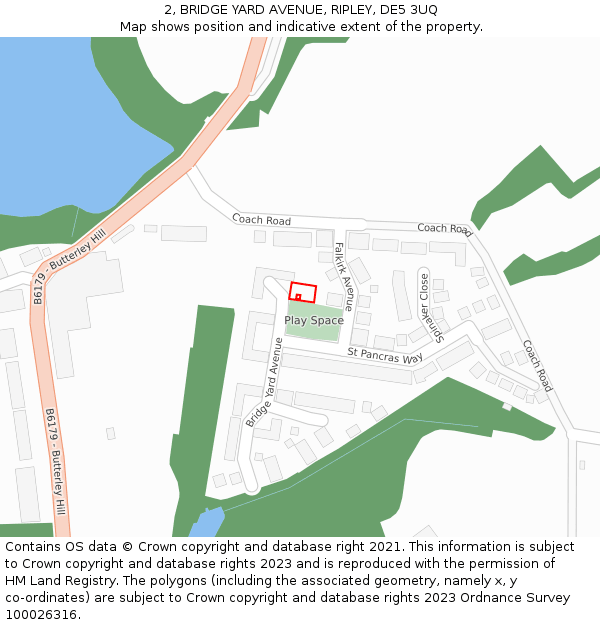 2, BRIDGE YARD AVENUE, RIPLEY, DE5 3UQ: Location map and indicative extent of plot