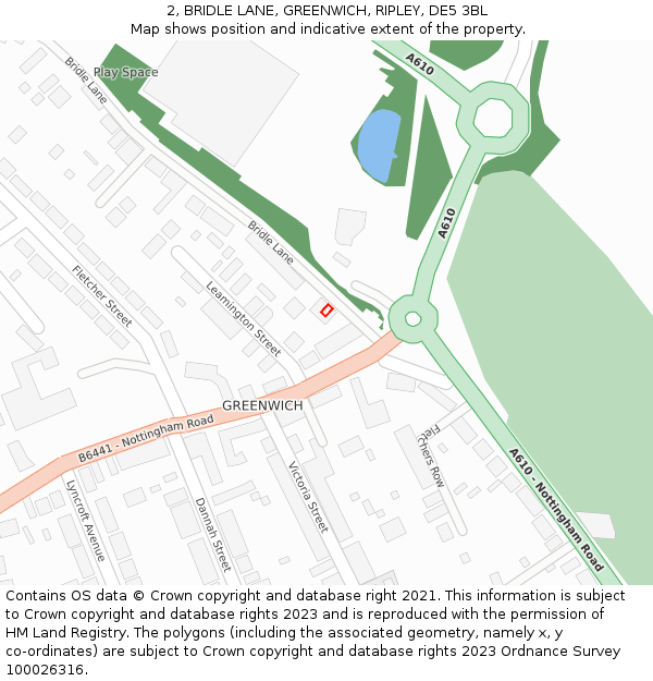 2, BRIDLE LANE, GREENWICH, RIPLEY, DE5 3BL: Location map and indicative extent of plot