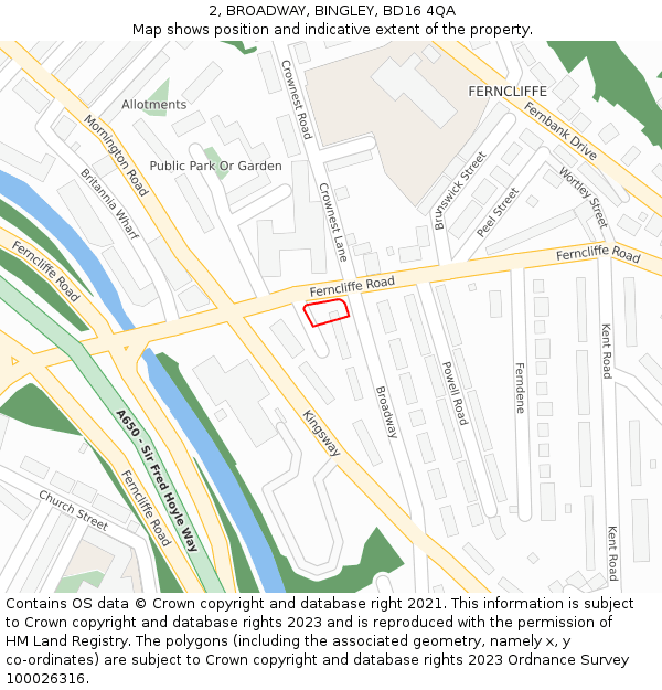 2, BROADWAY, BINGLEY, BD16 4QA: Location map and indicative extent of plot
