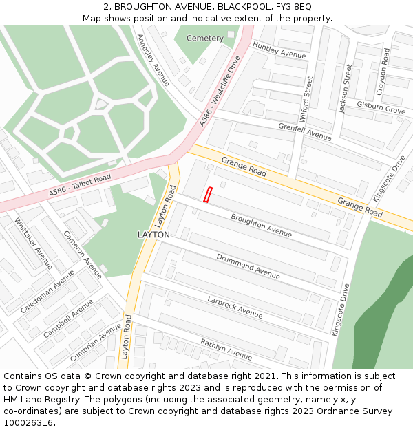 2, BROUGHTON AVENUE, BLACKPOOL, FY3 8EQ: Location map and indicative extent of plot