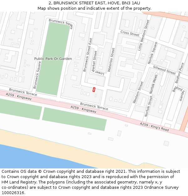 2, BRUNSWICK STREET EAST, HOVE, BN3 1AU: Location map and indicative extent of plot