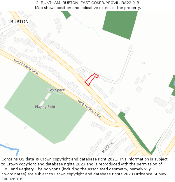 2, BUNTHAM, BURTON, EAST COKER, YEOVIL, BA22 9LR: Location map and indicative extent of plot