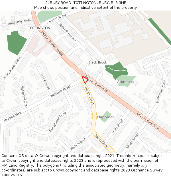 2, BURY ROAD, TOTTINGTON, BURY, BL8 3HB: Location map and indicative extent of plot