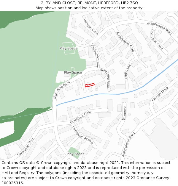 2, BYLAND CLOSE, BELMONT, HEREFORD, HR2 7SQ: Location map and indicative extent of plot