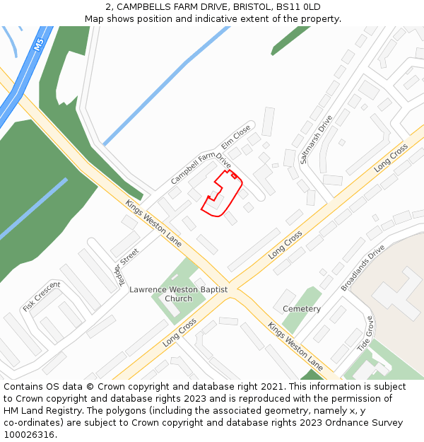 2, CAMPBELLS FARM DRIVE, BRISTOL, BS11 0LD: Location map and indicative extent of plot