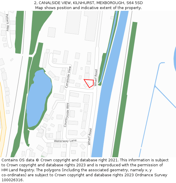2, CANALSIDE VIEW, KILNHURST, MEXBOROUGH, S64 5SD: Location map and indicative extent of plot