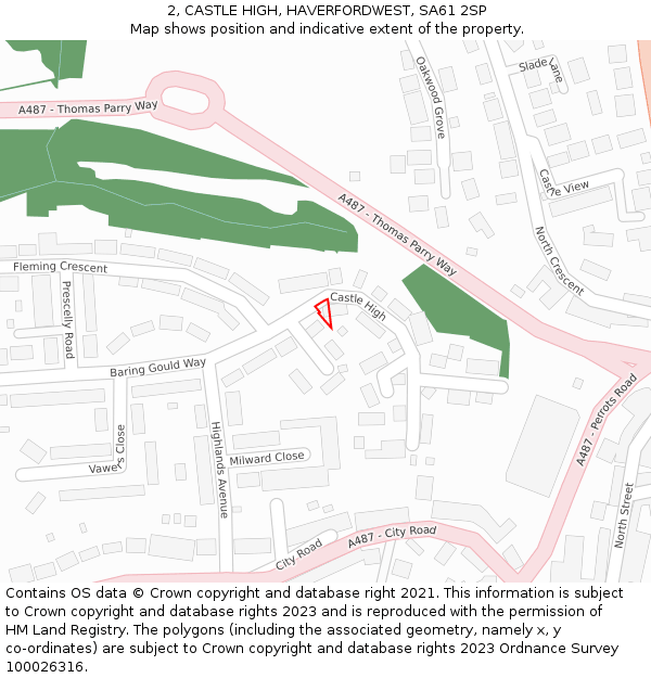 2, CASTLE HIGH, HAVERFORDWEST, SA61 2SP: Location map and indicative extent of plot
