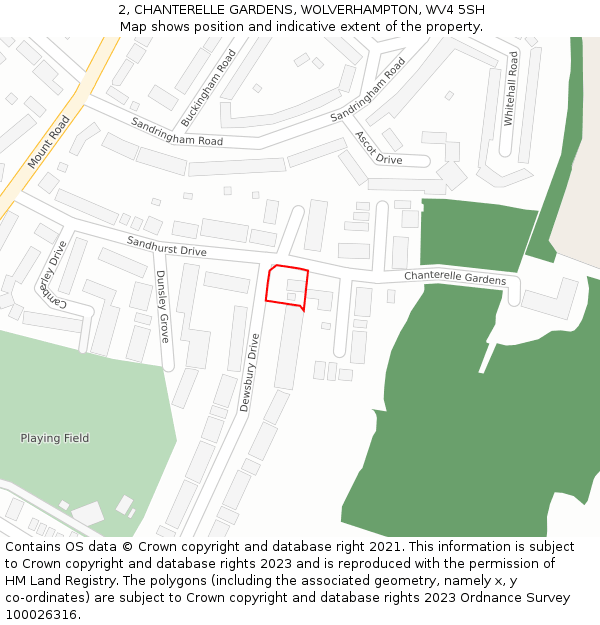 2, CHANTERELLE GARDENS, WOLVERHAMPTON, WV4 5SH: Location map and indicative extent of plot
