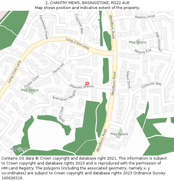 2, CHANTRY MEWS, BASINGSTOKE, RG22 4UE: Location map and indicative extent of plot
