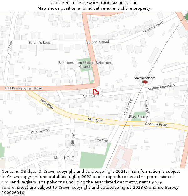 2, CHAPEL ROAD, SAXMUNDHAM, IP17 1BH: Location map and indicative extent of plot