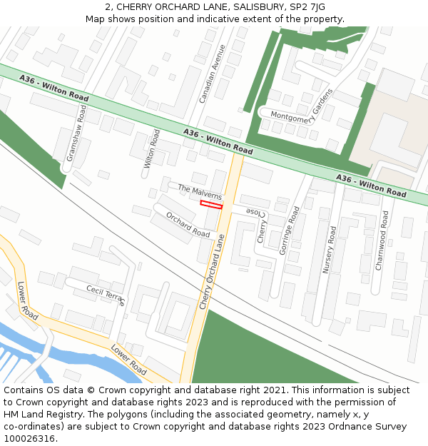 2, CHERRY ORCHARD LANE, SALISBURY, SP2 7JG: Location map and indicative extent of plot