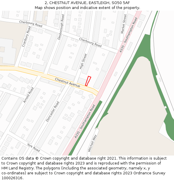 2, CHESTNUT AVENUE, EASTLEIGH, SO50 5AF: Location map and indicative extent of plot