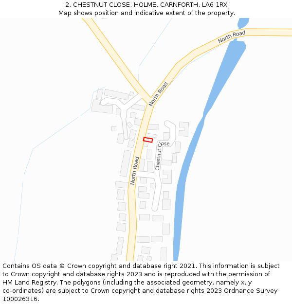 2, CHESTNUT CLOSE, HOLME, CARNFORTH, LA6 1RX: Location map and indicative extent of plot