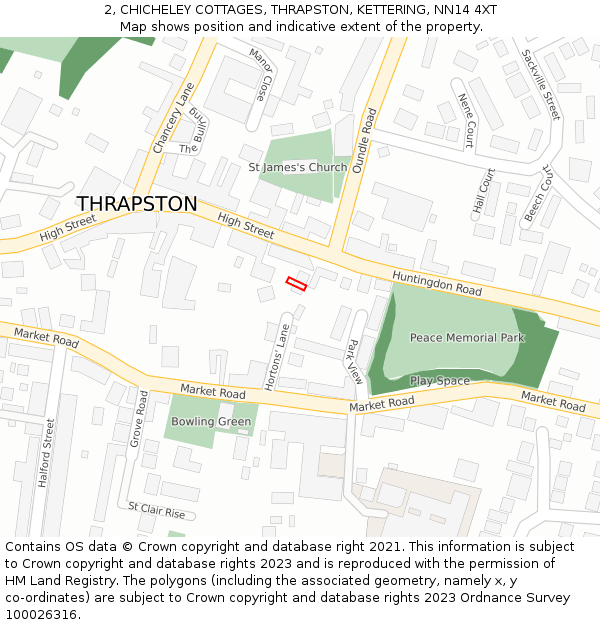 2, CHICHELEY COTTAGES, THRAPSTON, KETTERING, NN14 4XT: Location map and indicative extent of plot