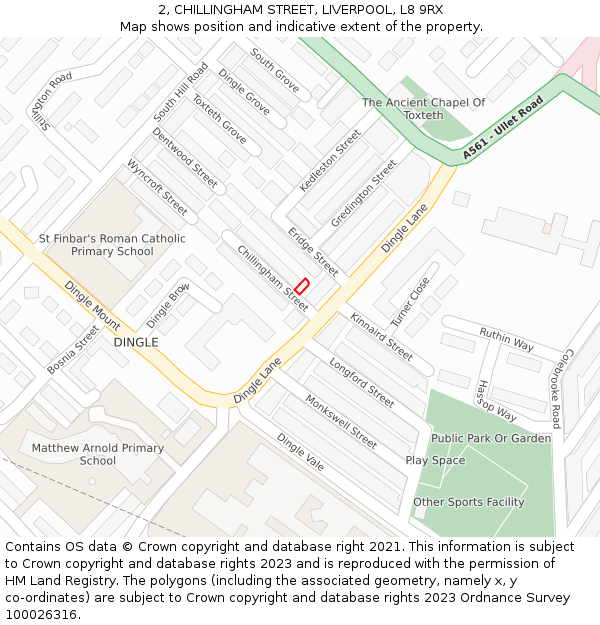 2, CHILLINGHAM STREET, LIVERPOOL, L8 9RX: Location map and indicative extent of plot