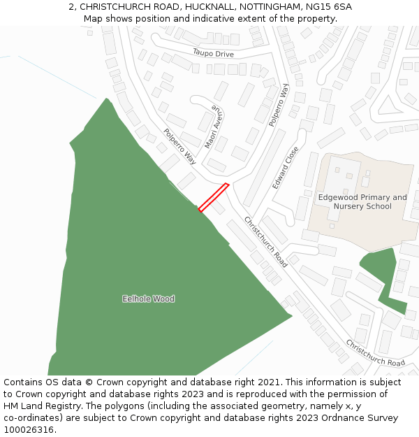 2, CHRISTCHURCH ROAD, HUCKNALL, NOTTINGHAM, NG15 6SA: Location map and indicative extent of plot