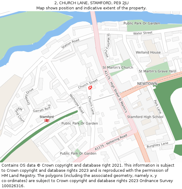 2, CHURCH LANE, STAMFORD, PE9 2JU: Location map and indicative extent of plot