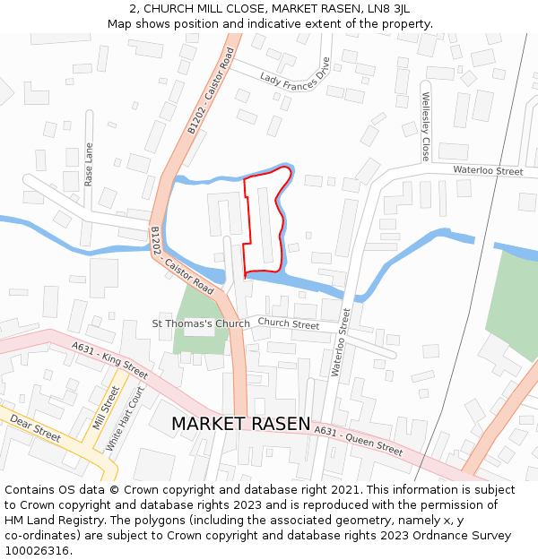 2, CHURCH MILL CLOSE, MARKET RASEN, LN8 3JL: Location map and indicative extent of plot
