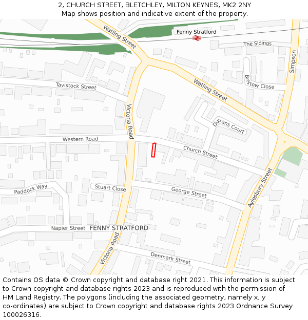 2, CHURCH STREET, BLETCHLEY, MILTON KEYNES, MK2 2NY: Location map and indicative extent of plot