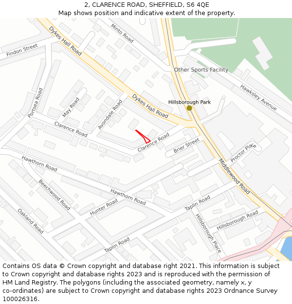 2, CLARENCE ROAD, SHEFFIELD, S6 4QE: Location map and indicative extent of plot