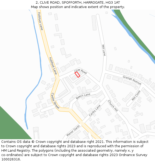 2, CLIVE ROAD, SPOFFORTH, HARROGATE, HG3 1AT: Location map and indicative extent of plot