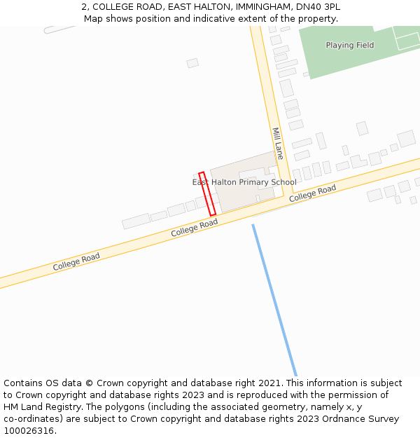 2, COLLEGE ROAD, EAST HALTON, IMMINGHAM, DN40 3PL: Location map and indicative extent of plot