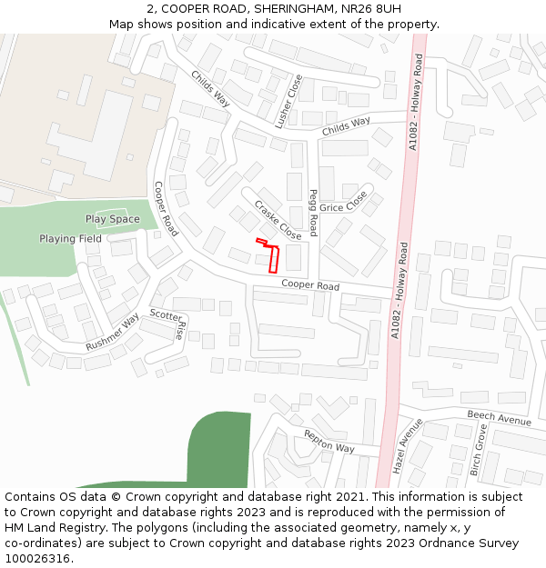 2, COOPER ROAD, SHERINGHAM, NR26 8UH: Location map and indicative extent of plot