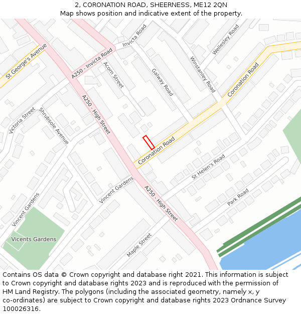 2, CORONATION ROAD, SHEERNESS, ME12 2QN: Location map and indicative extent of plot