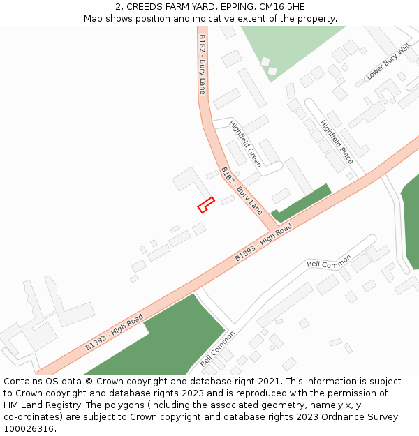 2, CREEDS FARM YARD, EPPING, CM16 5HE: Location map and indicative extent of plot