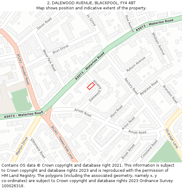 2, DALEWOOD AVENUE, BLACKPOOL, FY4 4BT: Location map and indicative extent of plot