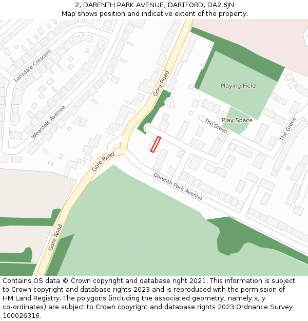 2, DARENTH PARK AVENUE, DARTFORD, DA2 6JN: Location map and indicative extent of plot