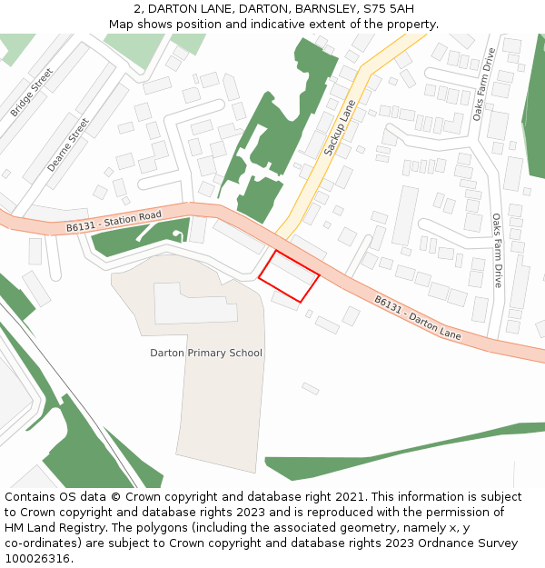 2, DARTON LANE, DARTON, BARNSLEY, S75 5AH: Location map and indicative extent of plot