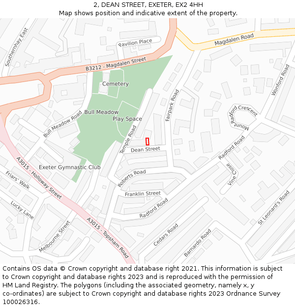 2, DEAN STREET, EXETER, EX2 4HH: Location map and indicative extent of plot