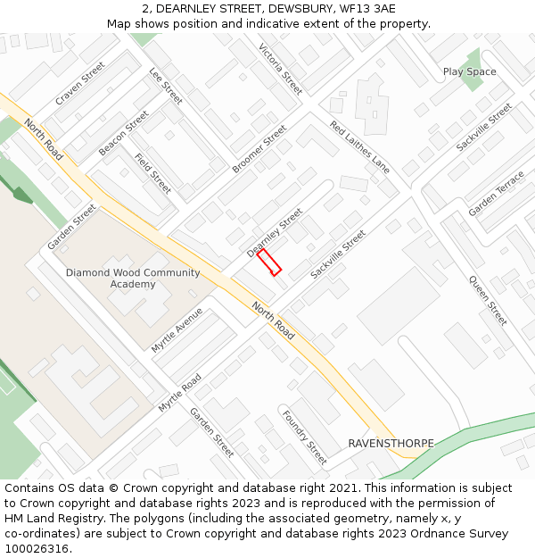 2, DEARNLEY STREET, DEWSBURY, WF13 3AE: Location map and indicative extent of plot