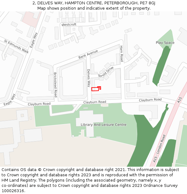 2, DELVES WAY, HAMPTON CENTRE, PETERBOROUGH, PE7 8GJ: Location map and indicative extent of plot