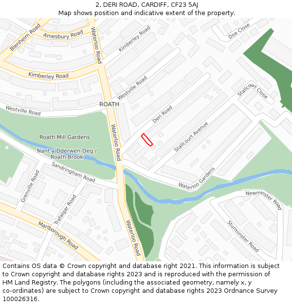 2, DERI ROAD, CARDIFF, CF23 5AJ: Location map and indicative extent of plot
