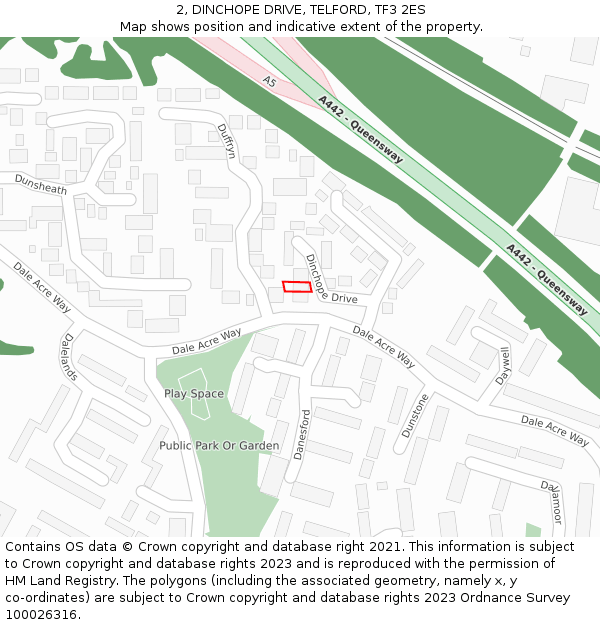 2, DINCHOPE DRIVE, TELFORD, TF3 2ES: Location map and indicative extent of plot