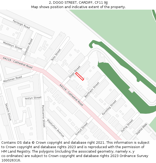 2, DOGO STREET, CARDIFF, CF11 9JJ: Location map and indicative extent of plot