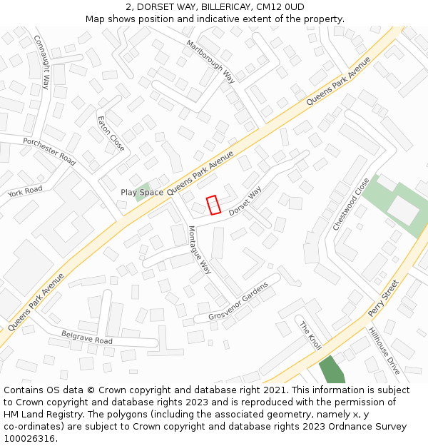 2, DORSET WAY, BILLERICAY, CM12 0UD: Location map and indicative extent of plot