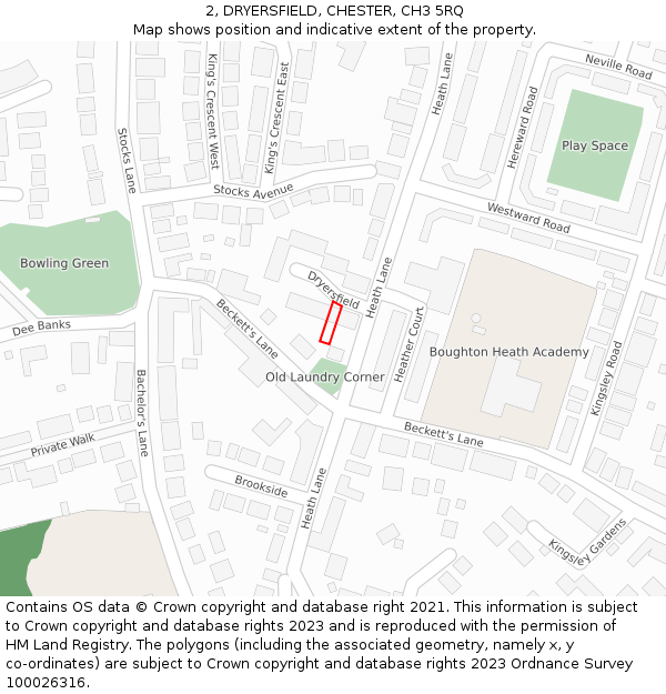 2, DRYERSFIELD, CHESTER, CH3 5RQ: Location map and indicative extent of plot