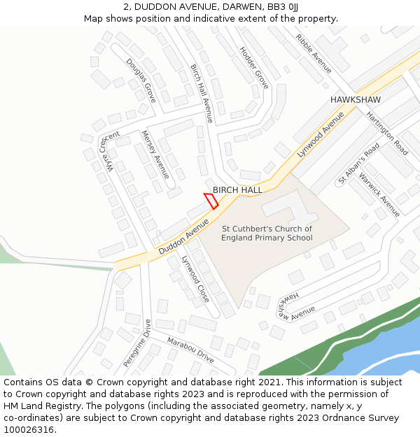 2, DUDDON AVENUE, DARWEN, BB3 0JJ: Location map and indicative extent of plot