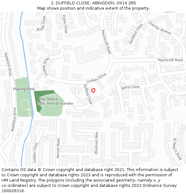2, DUFFIELD CLOSE, ABINGDON, OX14 2RS: Location map and indicative extent of plot