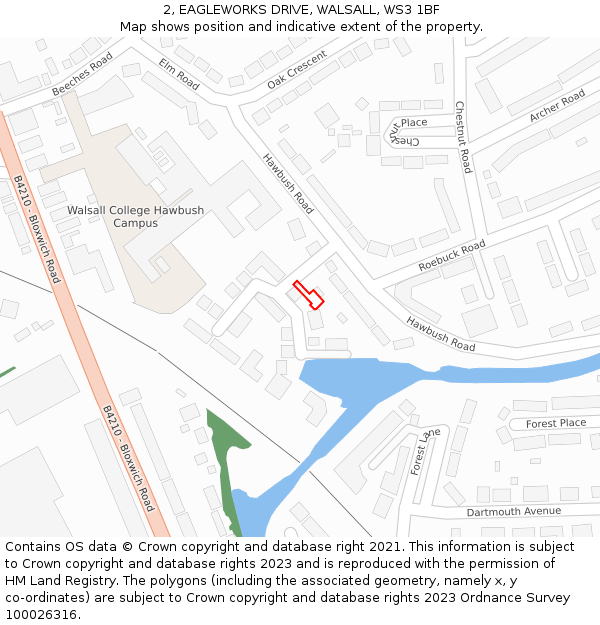 2, EAGLEWORKS DRIVE, WALSALL, WS3 1BF: Location map and indicative extent of plot